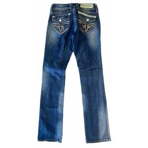Rock Revival Jeans Womens 26 Gwen Straight Cut Denim Embroidered Cross Pockets